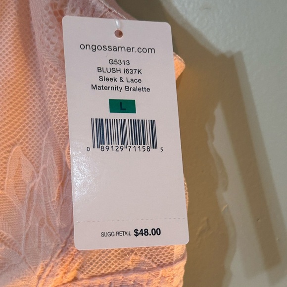 ONGOSSAMER Blush Pink Sleek And Lace Maternity Nursing Bralette Size Large NWTS - Picture 5 of 7